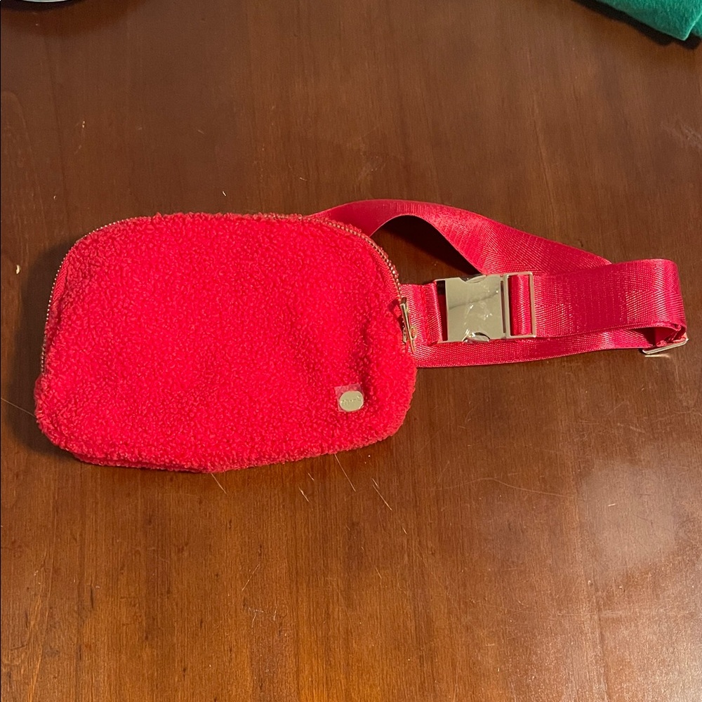 Cozy Red Fleece Belt Bag